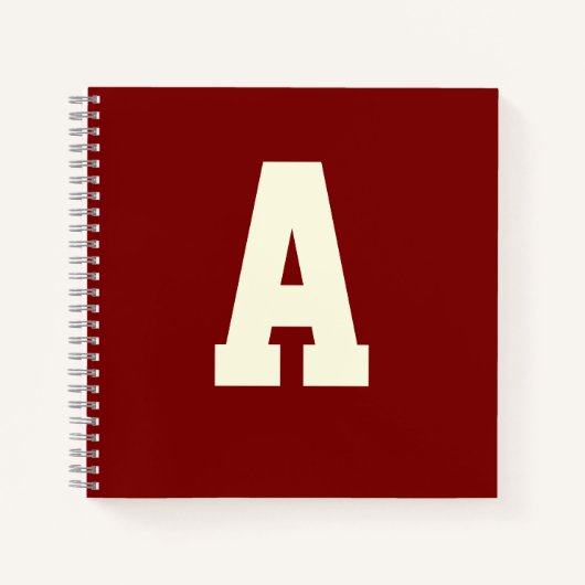 Retro monogram alpha burgundy cream notizblock (Vorderseite)