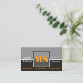 Retro Monogram Business Cards Visitenkarte (Stehend Vorderseite)