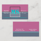 Retro Monogram Business Cards Visitenkarte (Vorne/Hinten)