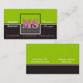 Retro Monogram Business Cards Visitenkarte (Vorne/Hinten)