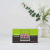 Retro Monogram Business Cards Visitenkarte (Stehend Vorderseite)