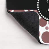 Retro Monogram Chocolate Brown Polka Dot Mousepad (Ecke)