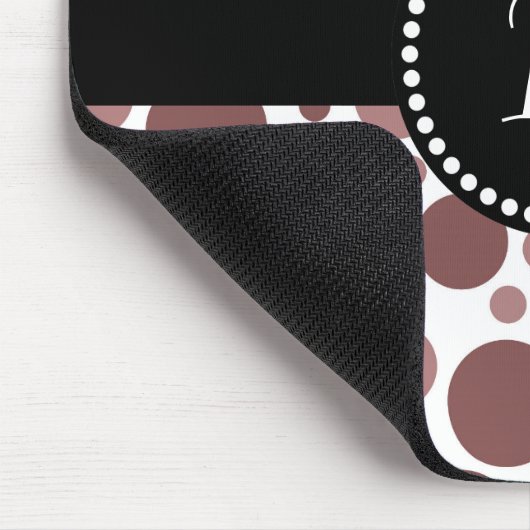 Retro Monogram Chocolate Brown Polka Dot Mousepad (Ecke)
