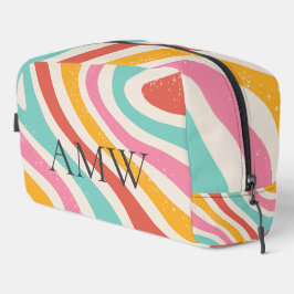 Retro Monogram Colorful Wavy Stripes Zipper Pouch Waschbeutel