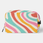 Retro Monogram Colorful Wavy Stripes Zipper Pouch Waschbeutel (Rückseite)