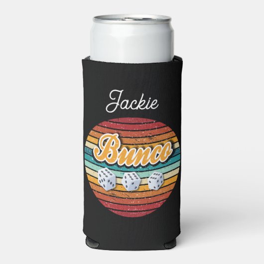 Retro Monogram Dice Bunco Selters Dosenkühler (Seltzer Vorderseite)