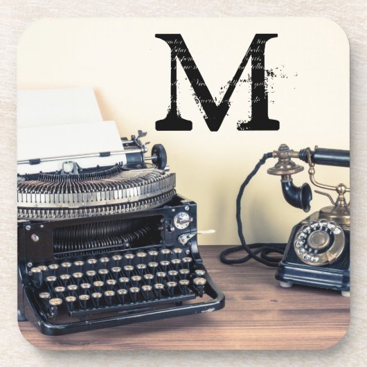 Retro Monogram Drink Untersetzer für den Vintagen (Vorderseite)