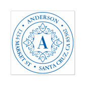 Retro Monogram Frame Round-Rücksendeadresse Permastempel (Design)