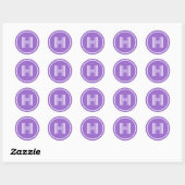 Retro Monogram Initial Amethyst Lila Runder Aufkleber (Blatt)