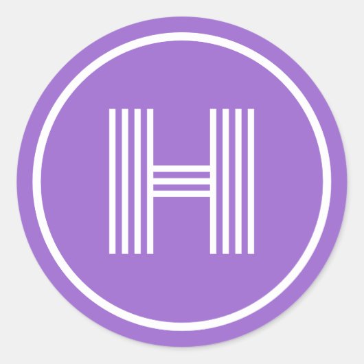 Retro Monogram Initial Amethyst Lila Runder Aufkleber (Vorderseite)