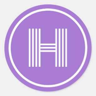 Retro Monogram Initial Amethyst Lila Runder Aufkleber