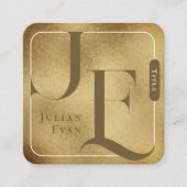 Retro Monogram Metallic Gold Square Business Card Quadratische Visitenkarte (Vorderseite)
