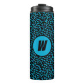 Retro Monogram Neon Blue 80er Vibes Thermosbecher (Vorderseite)