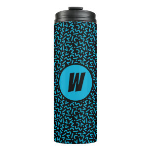 Retro Monogram Neon Blue 80er Vibes Thermosbecher