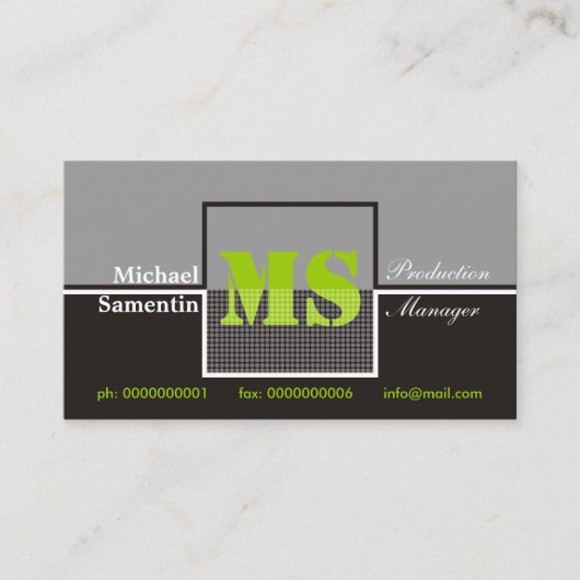 Retro Monogram schwarz-graue Visitenkarten Visitenkarte (Vorderseite)
