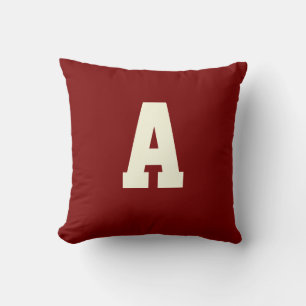 Retro-Monogramm Alpha Burgunder Creme Kissen