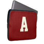 Retro-Monogramm Alpha Burgunder Creme Laptopschutzhülle (Vorne Rechts)