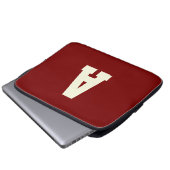 Retro-Monogramm Alpha Burgunder Creme Laptopschutzhülle (Vorne Knopf)