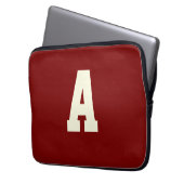 Retro-Monogramm Alpha Burgunder Creme Laptopschutzhülle (Vorderseite Links)