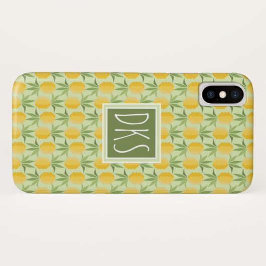 Retro Monogramm der Ananas-| Case-Mate iPhone Hülle (Rückseite (Horizontal))