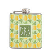 Retro Monogramm der Ananas-| Flachmann (Vorderseite)