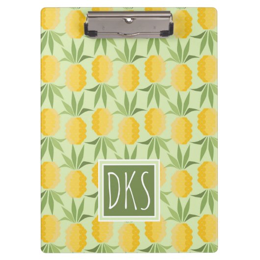 Retro Monogramm der Ananas-| Klemmbrett (Vorderseite)