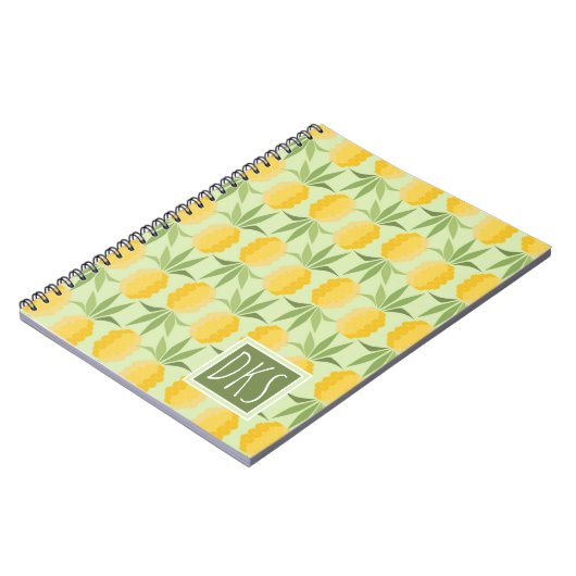 Retro Monogramm der Ananas-| Notizblock (Linke Seite)