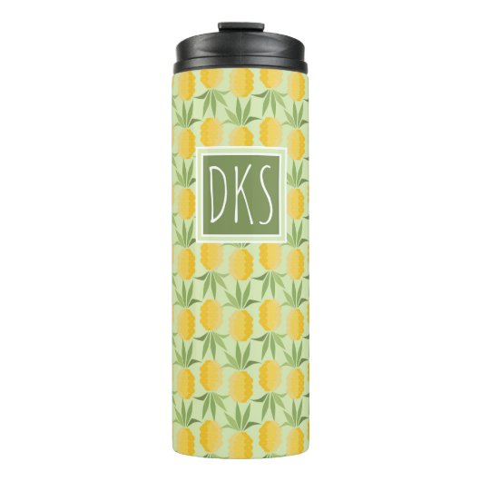 Retro Monogramm der Ananas-| Thermosbecher (Vorderseite)