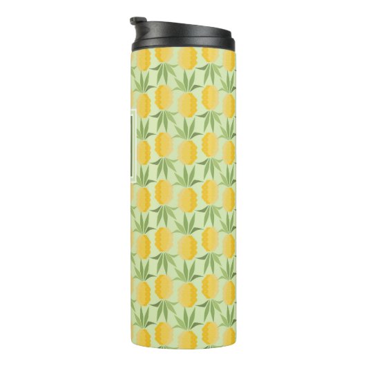 Retro Monogramm der Ananas-| Thermosbecher (Nach rechts gedreht)