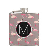 Retro Monogramm der Flamingo-| Flachmann (Vorderseite)