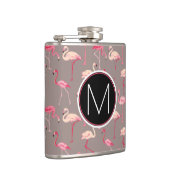 Retro Monogramm der Flamingo-| Flachmann (Rechts)