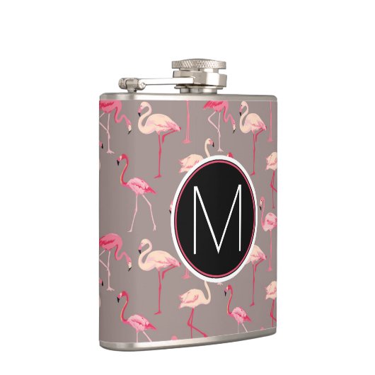 Retro Monogramm der Flamingo-| Flachmann (Rechts)