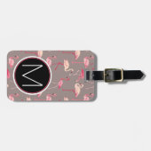 Retro Monogramm der Flamingo-| Gepäckanhänger (Vorderseite horizontal)