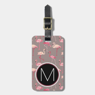 Retro Monogramm der Flamingo- Gepäckanhänger