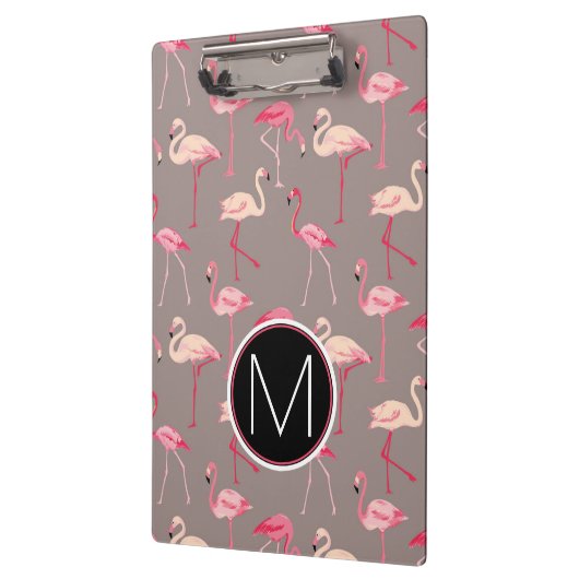 Retro Monogramm der Flamingo-| Klemmbrett (Links)