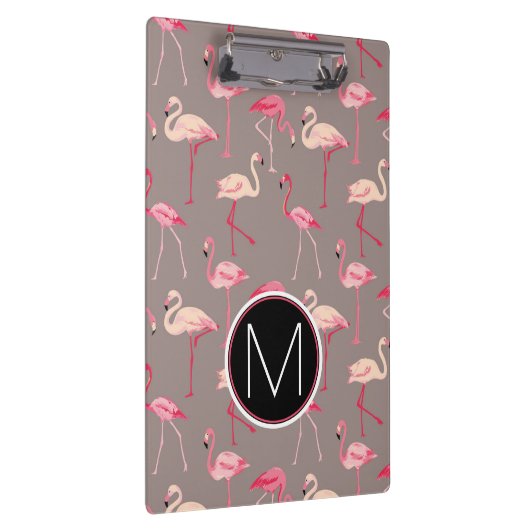 Retro Monogramm der Flamingo-| Klemmbrett (Rechts)