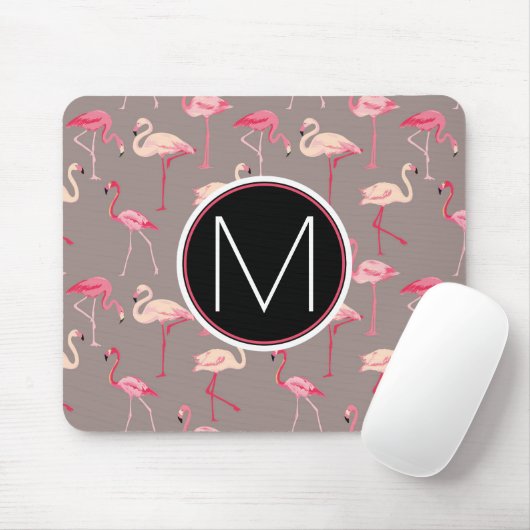 Retro Monogramm der Flamingo-| Mousepad (Mit Mouse)