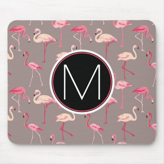 Retro Monogramm der Flamingo-| Mousepad (Vorne)