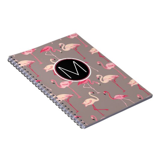 Retro Monogramm der Flamingo-| Notizblock (Rechte Seite)
