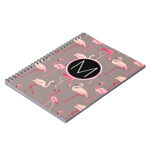 Retro Monogramm der Flamingo-| Notizblock (Linke Seite)