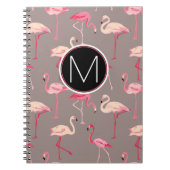 Retro Monogramm der Flamingo-| Notizblock (Vorderseite)