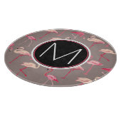 Retro Monogramm der Flamingo-| Schneidebrett (Ecke)