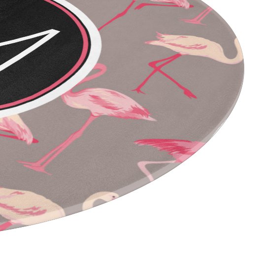 Retro Monogramm der Flamingo-| Schneidebrett (Ecke)