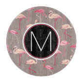 Retro Monogramm der Flamingo-| Schneidebrett (Vorderseite)