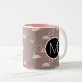 Retro Monogramm der Flamingo-| Zweifarbige Tasse (VorderseiteRechts)