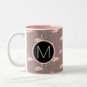 Retro Monogramm der Flamingo-| Zweifarbige Tasse (Links)