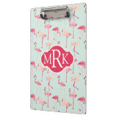 Retro Monogramm des Flamingo-Muster-| Klemmbrett (Links)