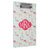 Retro Monogramm des Flamingo-Muster-| Klemmbrett (Rechts)
