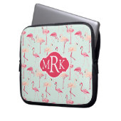 Retro Monogramm des Flamingo-Muster-| Laptopschutzhülle (Vorderseite Links)