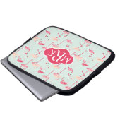 Retro Monogramm des Flamingo-Muster-| Laptopschutzhülle (Vorne Knopf)